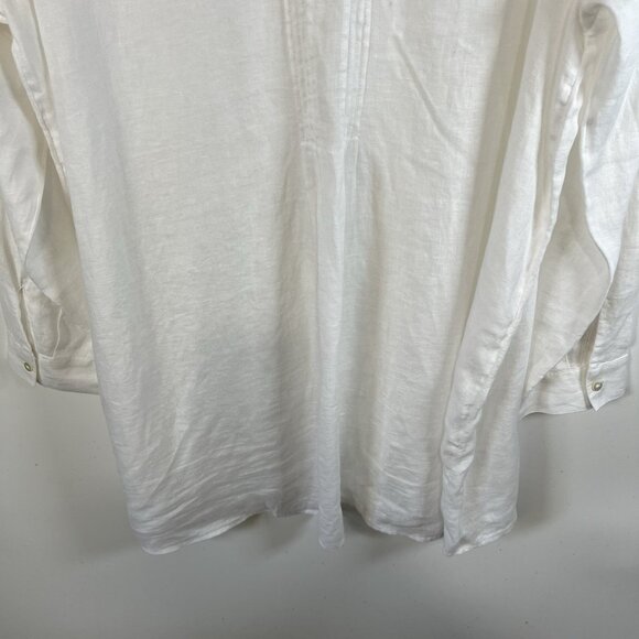 J.Jill Womens Love 100% Linen Long Sleeve Button-Front White Shirt Dress XL‎ - Picture 9 of 9